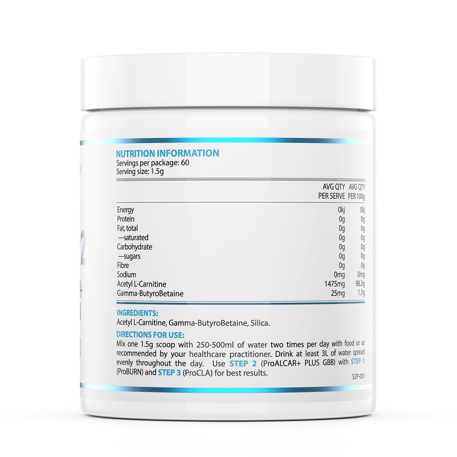 STEP 2 - ProALCAR+ PLUS GBB Powder - Nutritional Panel
